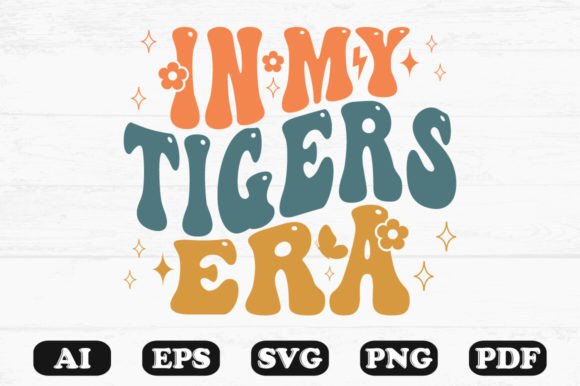 In My Tigers Era Retro Wavy Sv Graphics for Crafts